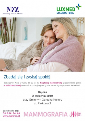 Bezpłatna mammografia w ramach Programu Profilaktyki Raka Piersi finansowanego przez NFZ