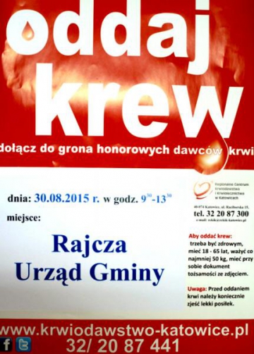 Kolejna akcja poboru krwi w Rajczy
