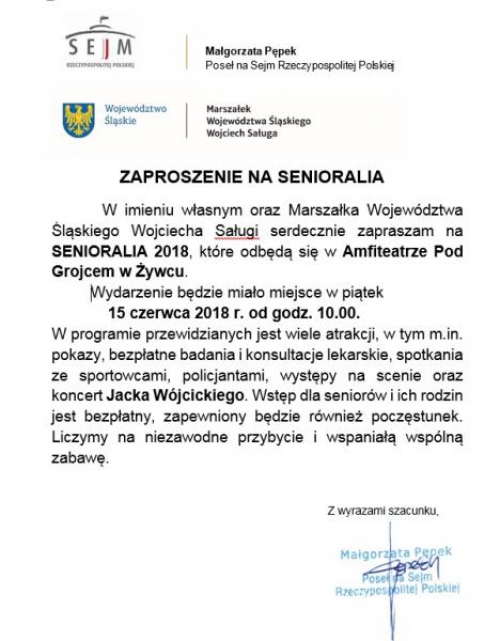 Zaproszenie na Senioralia