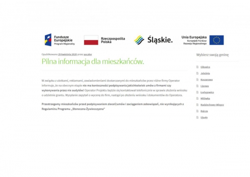 „Słoneczna Żywiecczyzna” - pilna informacja dla mieszkańców