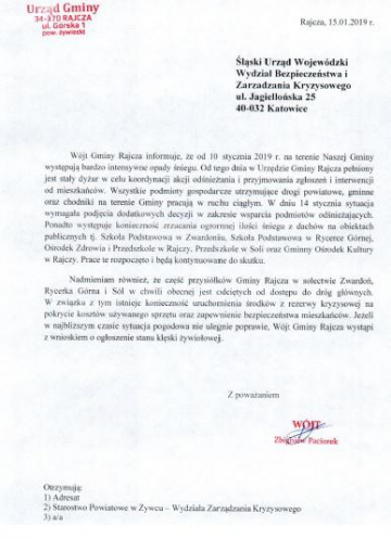 Trudne warunki atmosferyczne na terenie gminy Rajcza